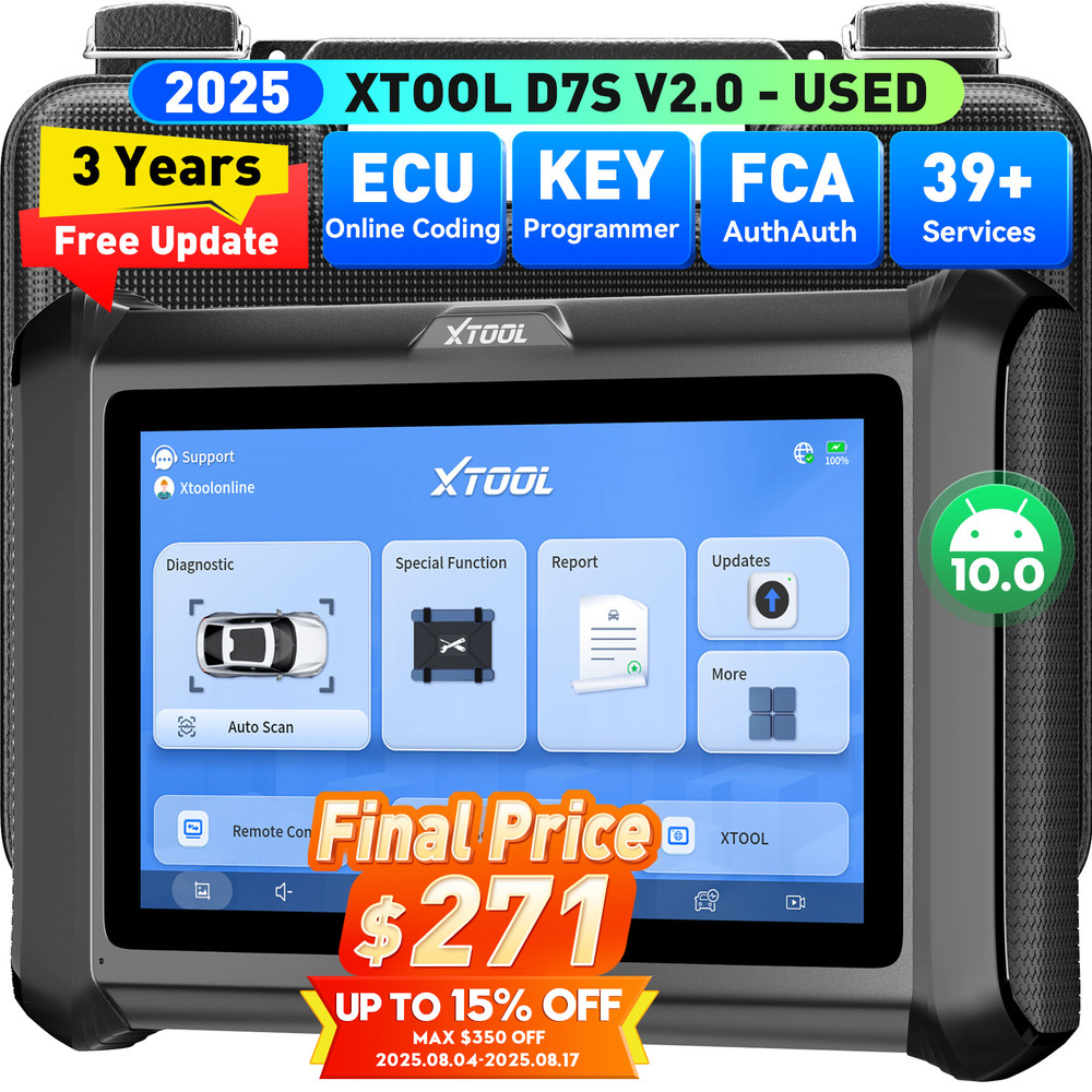 USED XTOOL D7S V2.0 Car All System Diagnostic Tool Bi-Directional Key Programmer