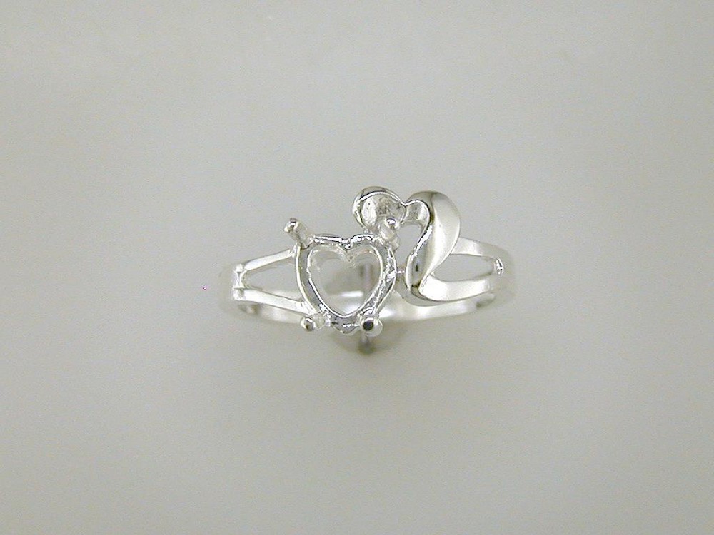 8 mm Heart Shadow Ring Setting Sterling Silver