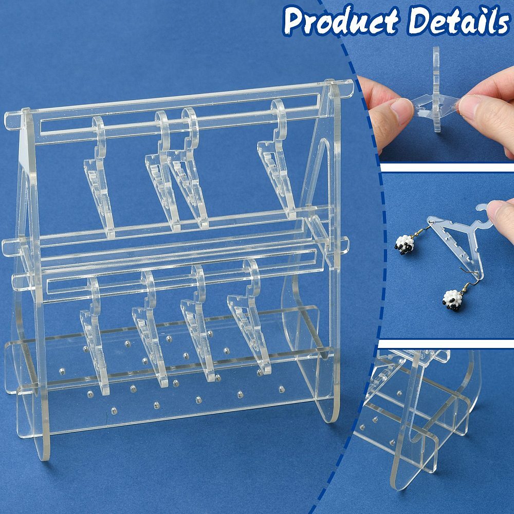 Acrylic Earring Storage Display Rack Transparent Creative 2 Layers Hanger