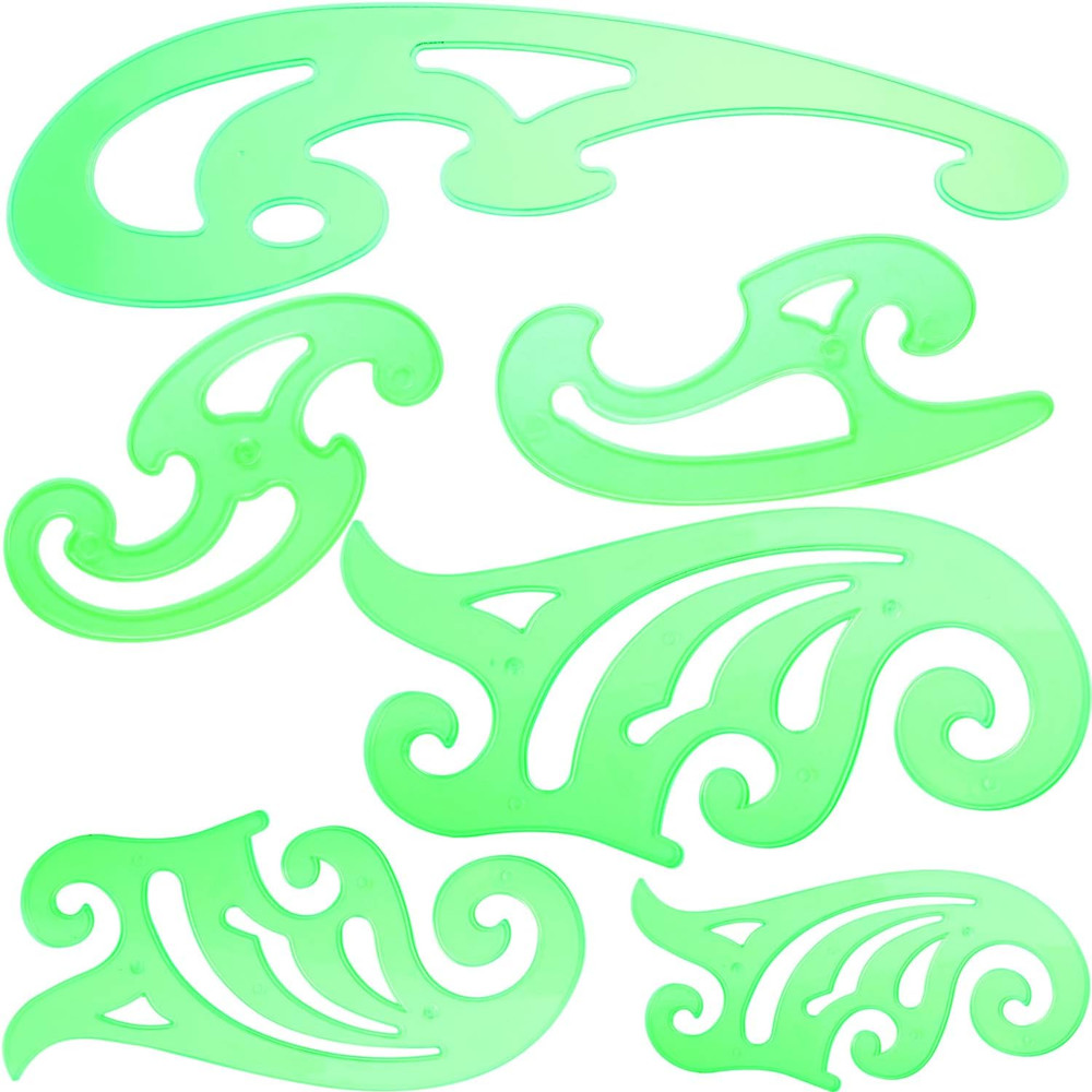 6 Pieces Plastic French Curve Ruler Multi-Function Comic Template Tool Set for D