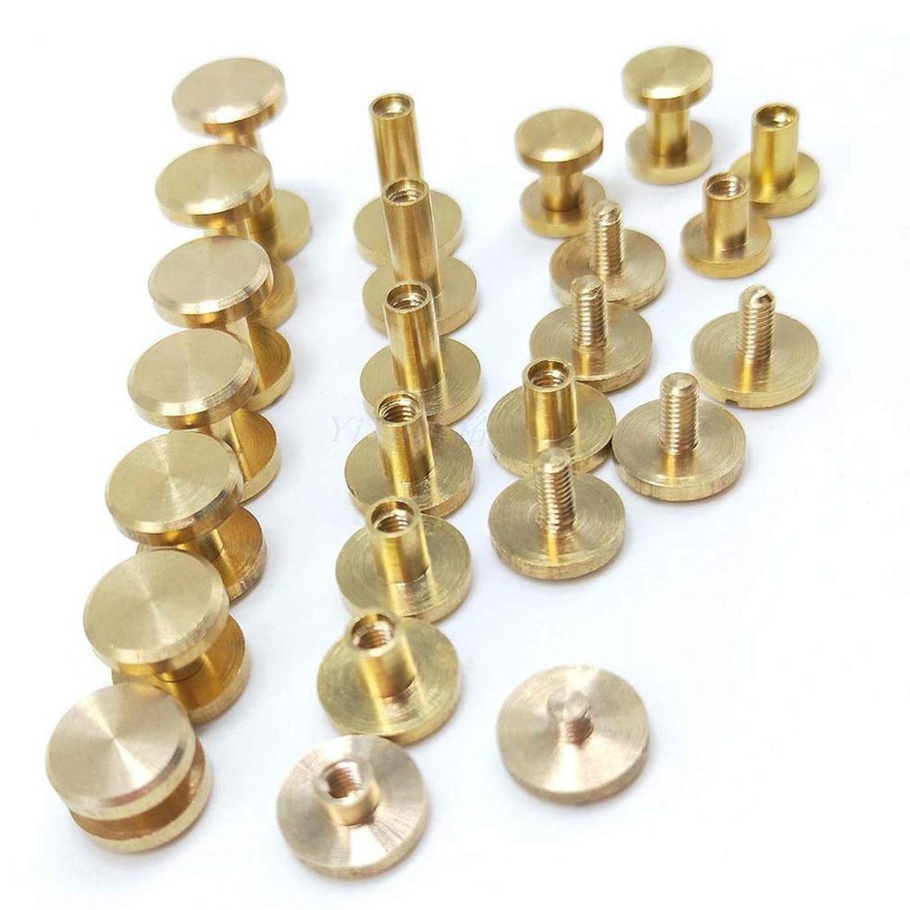 20 Sets 8x4x6mm Solid Brass Button Studs Rivets Screwback Screw Back Spots fo...