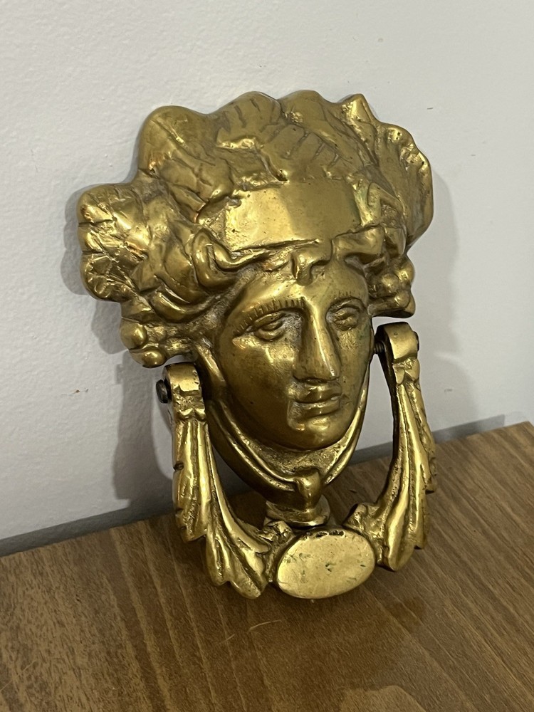Vintage Solid Brass Grecian Goddess Door Knocker