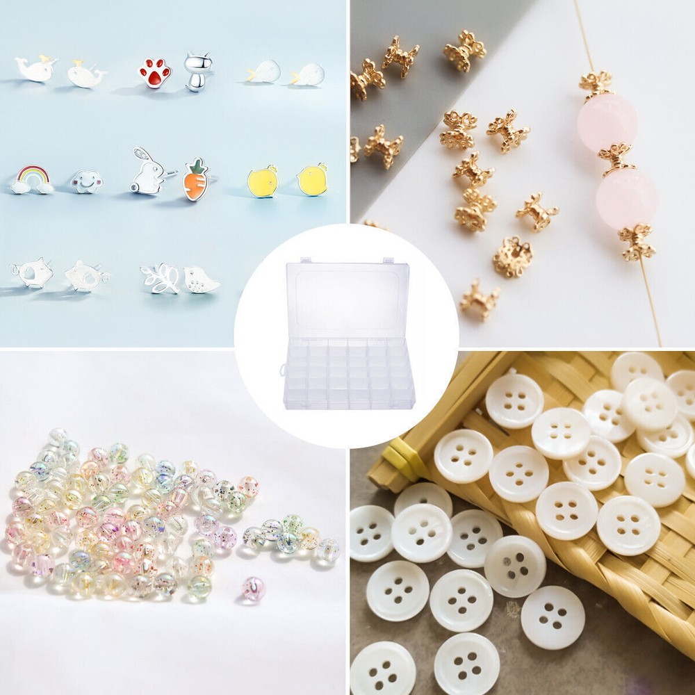 3 Pack 36 Grids Clear Plastic Organizer Storage Box Container Craft Adjustable