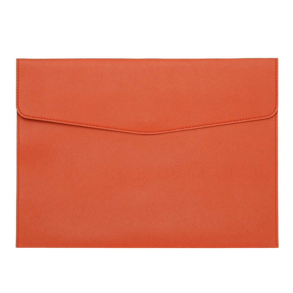 PU Leather A4 File Folder, Document Holder Filing Organizer Style 2, Orange
