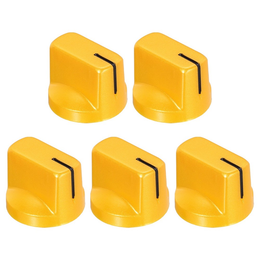 5Pcs 6.4mm Shaft Hole Pedal Knobs Pointer Control Knobs with Set Screw Gold