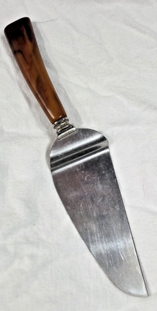 Vintage Stainless Pie Cake Knife Server Butterscotch Bakelite Handle