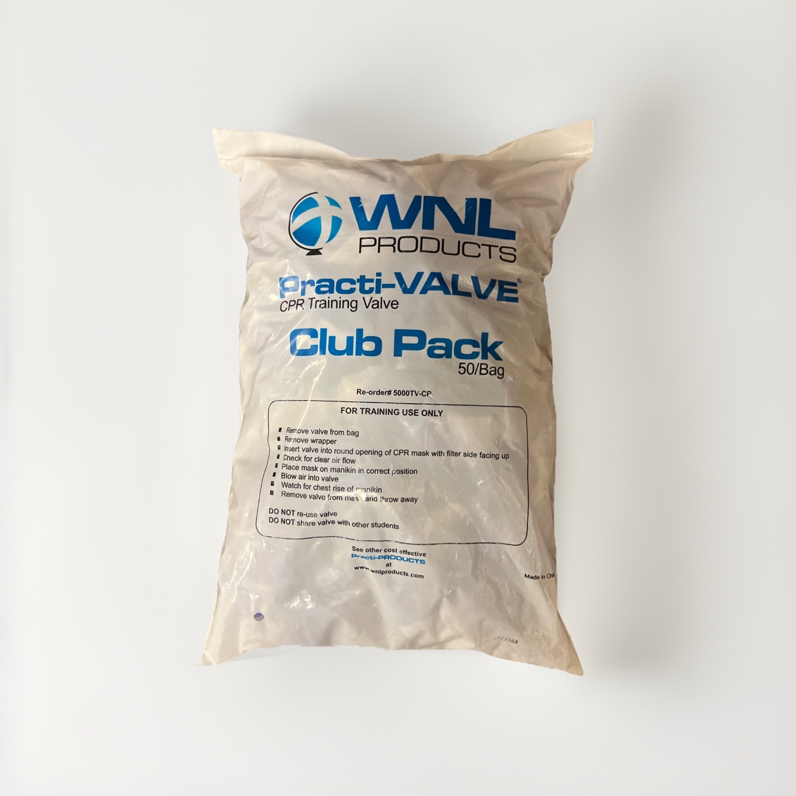 *NEW* WNL Products 5000TV-CP Practi-Valve CPR Training Valve 50 Pack