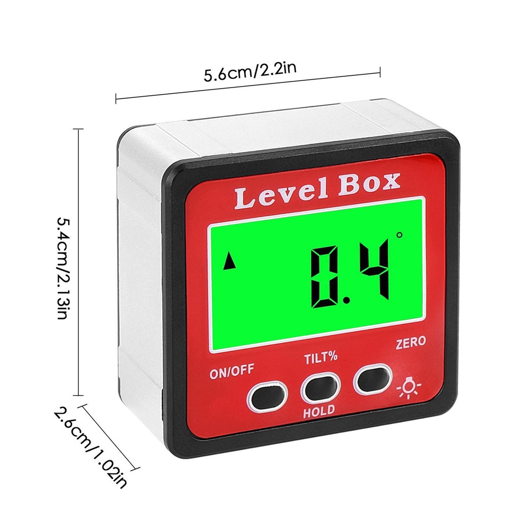 Digital Angle Finder Level Gauge Measuring Tools Magnetic Protractor Box Bevel