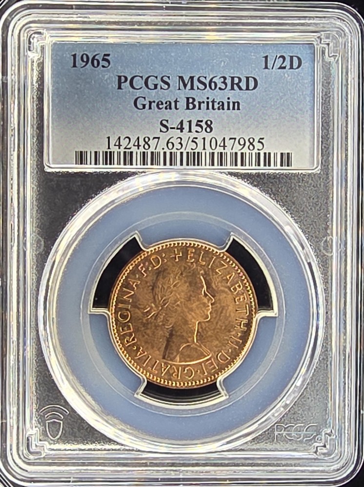 1965 Great Britain Half Penny 1D | PCGS MS63RD (7985)
