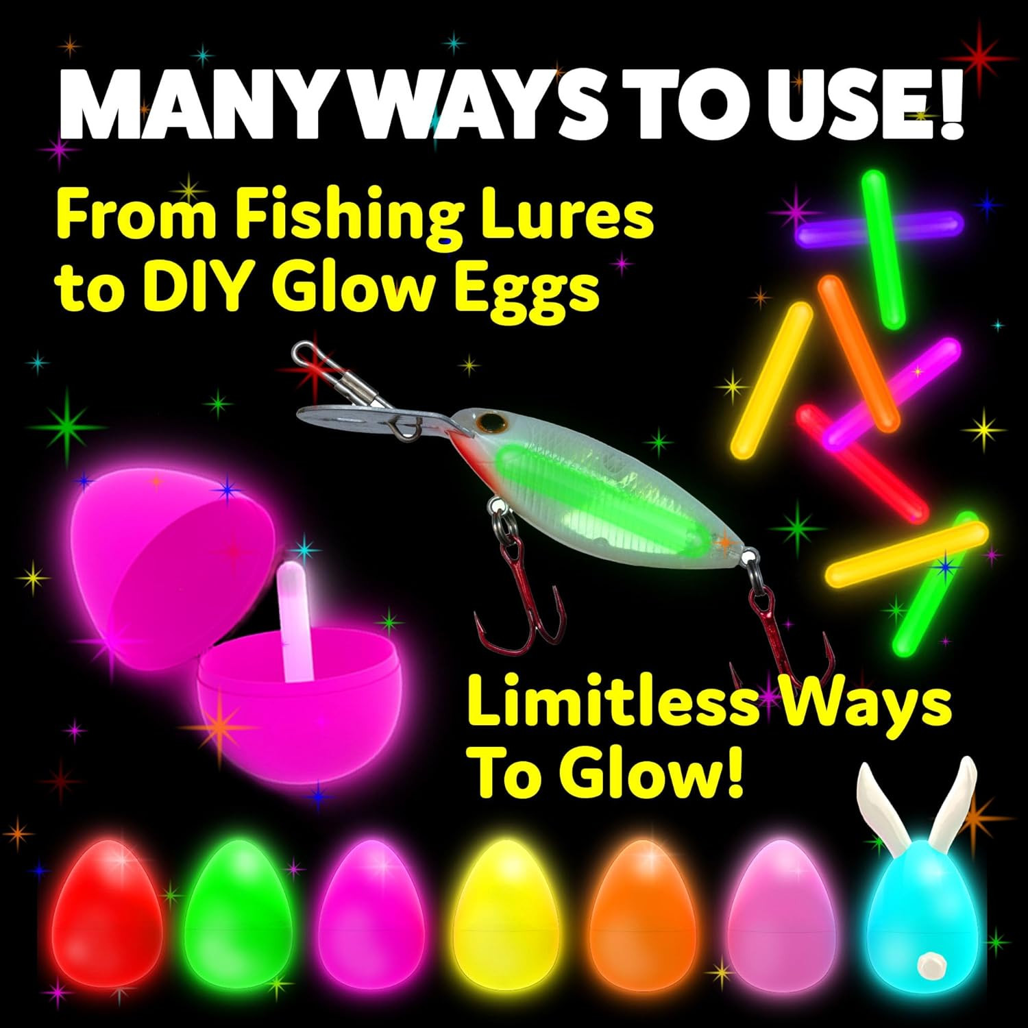 Mini Glow Sticks 200 Pack Glow-In-The-Dark Small, for Easter Eggs, 5 Colors, Neo
