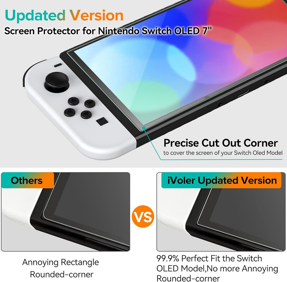 4-Pack Tempered Glass Screen Protector Designed for Nintendo Switch OLED Model 2