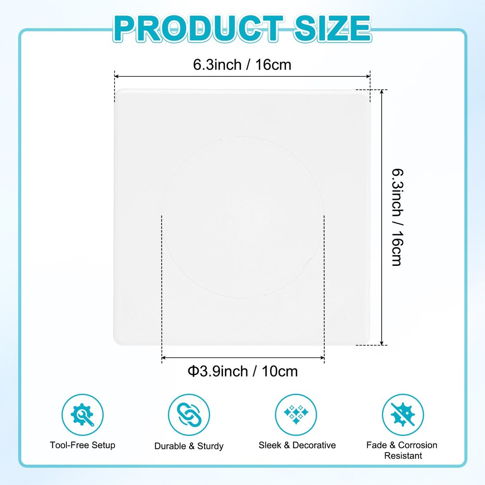 1-Pack Access Panel for Drywall, 4x4" Plastic Removable [White, Round]