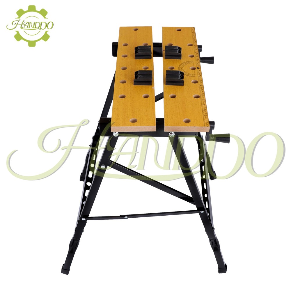 220lbs Adjustable Workbench Foldable with Measuring Ruler and Protractor