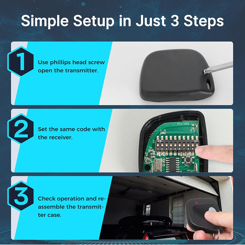 MultiCode 3089 300mhz 10 Code Switch Gate Garage Remote Control For Linear