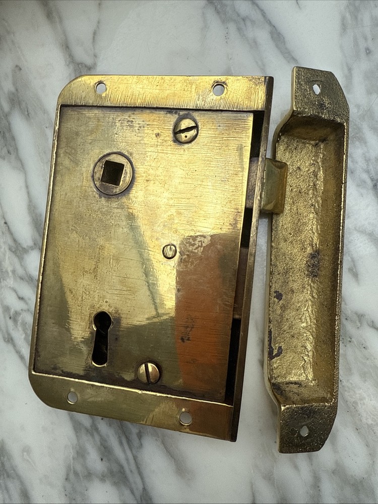 Antique Brass Rim Lock And Keep