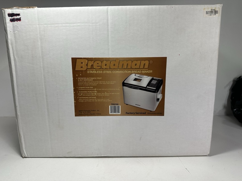 Breadman TR2700 Stainless Steel Convection Bread Maker Bread Machine EUC