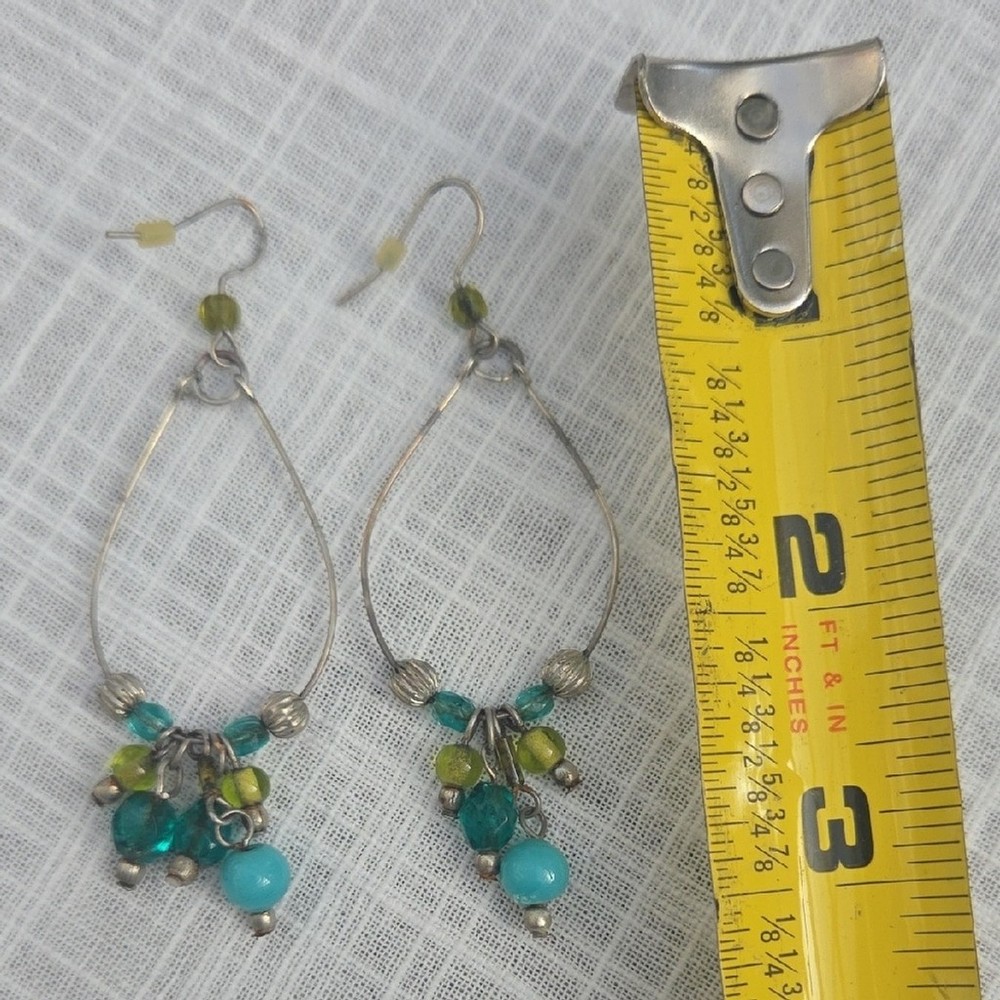 Elegant Silver and Green Dangle Earrings