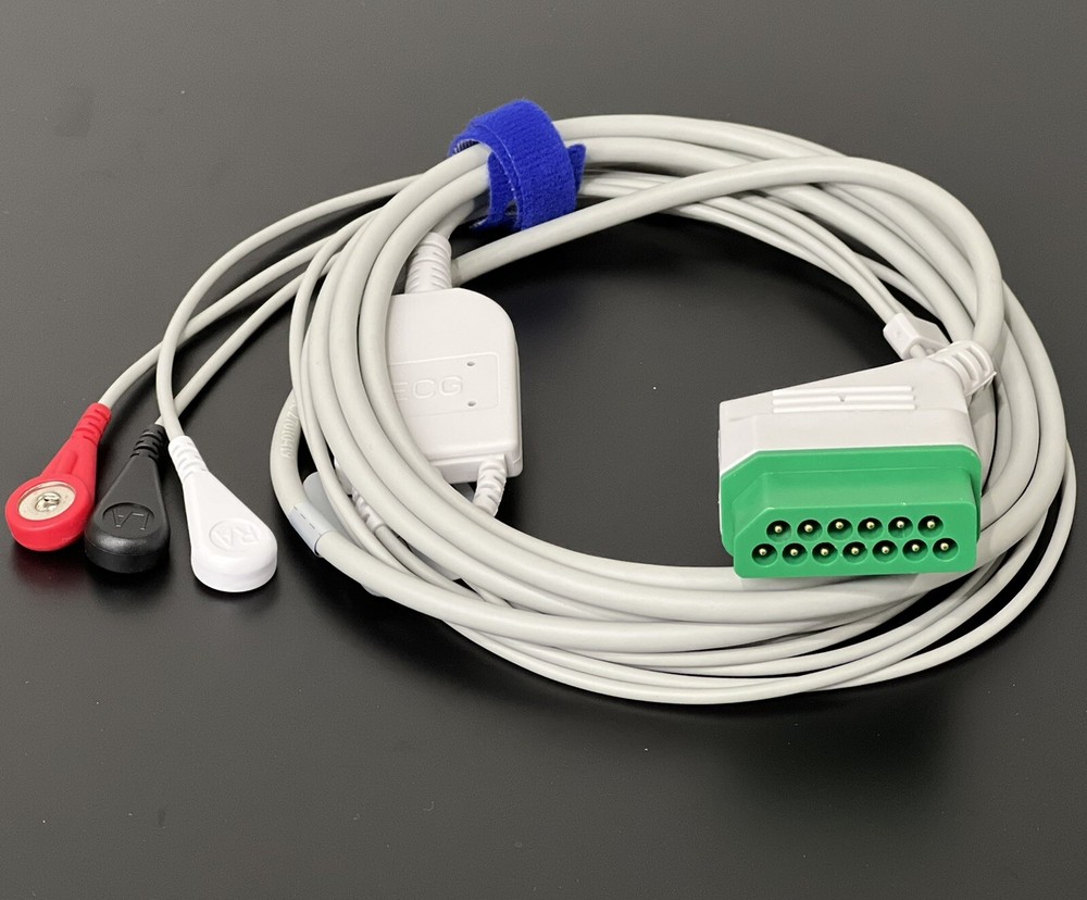 Nihon Kohden BSM Life Scope ECG Cable 3 Leads Snap Compatible- Same Day Shipping