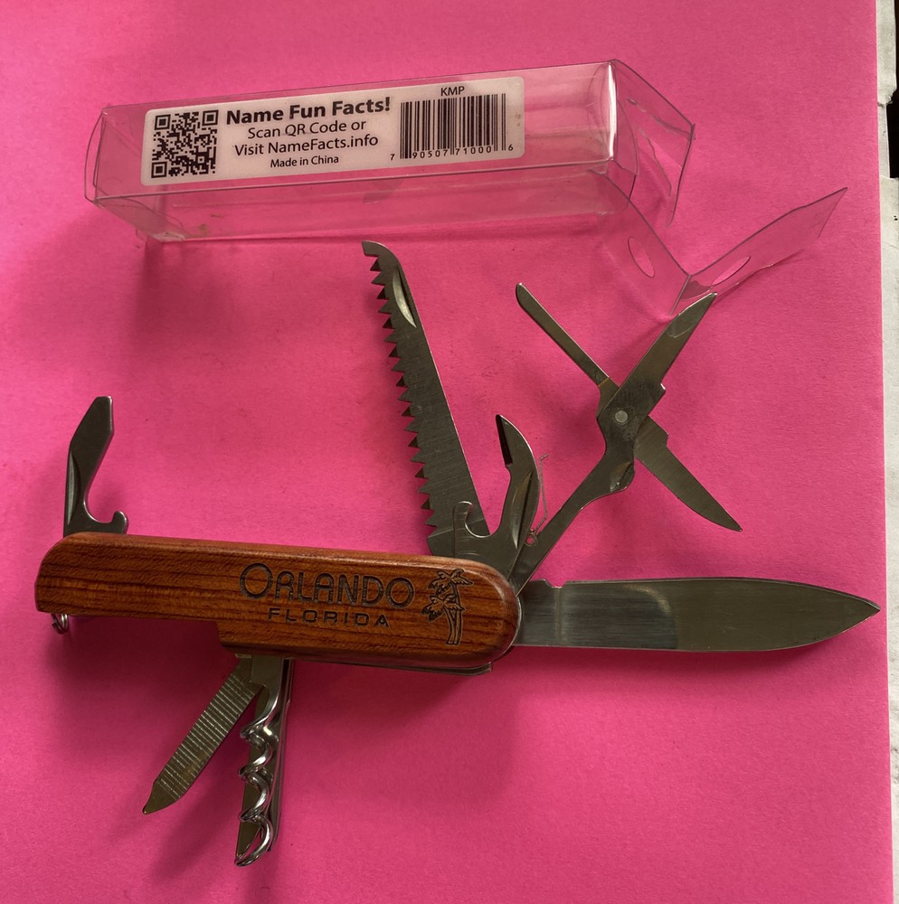 *NOS* 9 FUNCTION ENGRVAED (GREG) WOODEN HANDLE MULTI-TOOL-FREE SHIPPING*