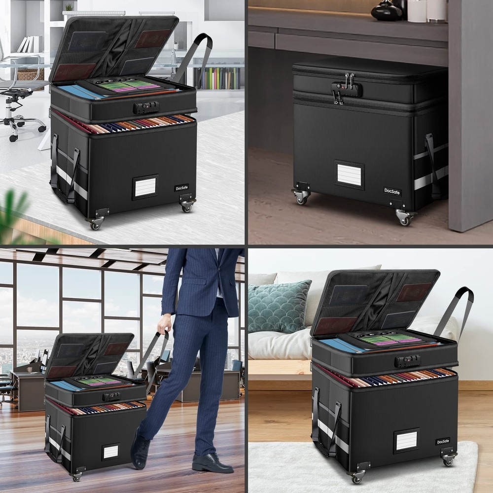 DocSafe File Box Set with Lock and Wheels