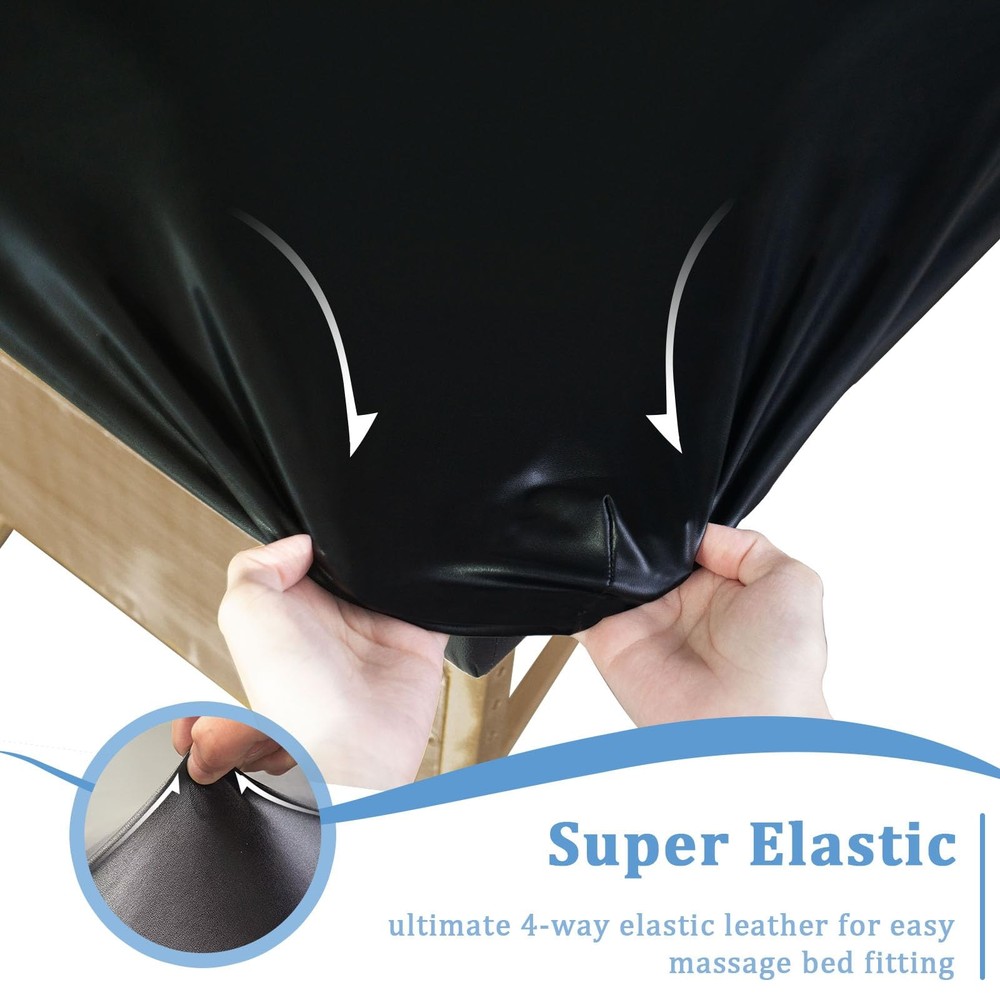 KIDOACOW Leather Massage Table Cover Protector Wipeable 1Pcs, Black