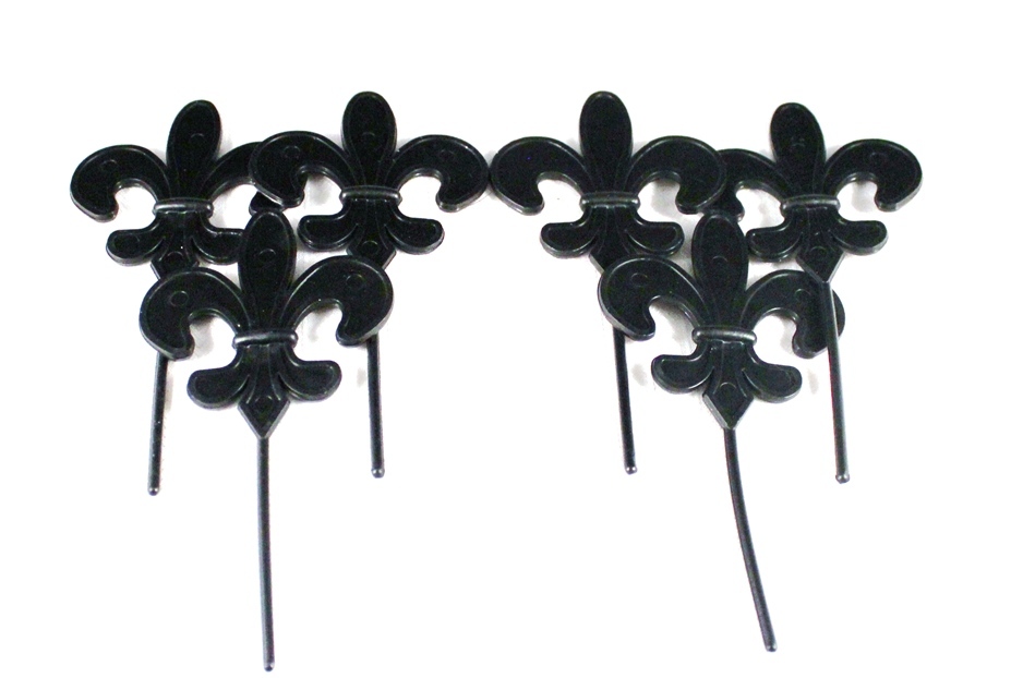 Fun 3.5" Large Black Fleur De Lis Plastic Appetizer Cupcake Picks 6pc