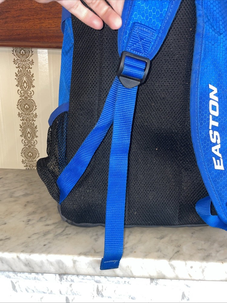 Easton Baseball Softball Backpack Blue Polyester Helmet Bat Hang Hook CLEAN