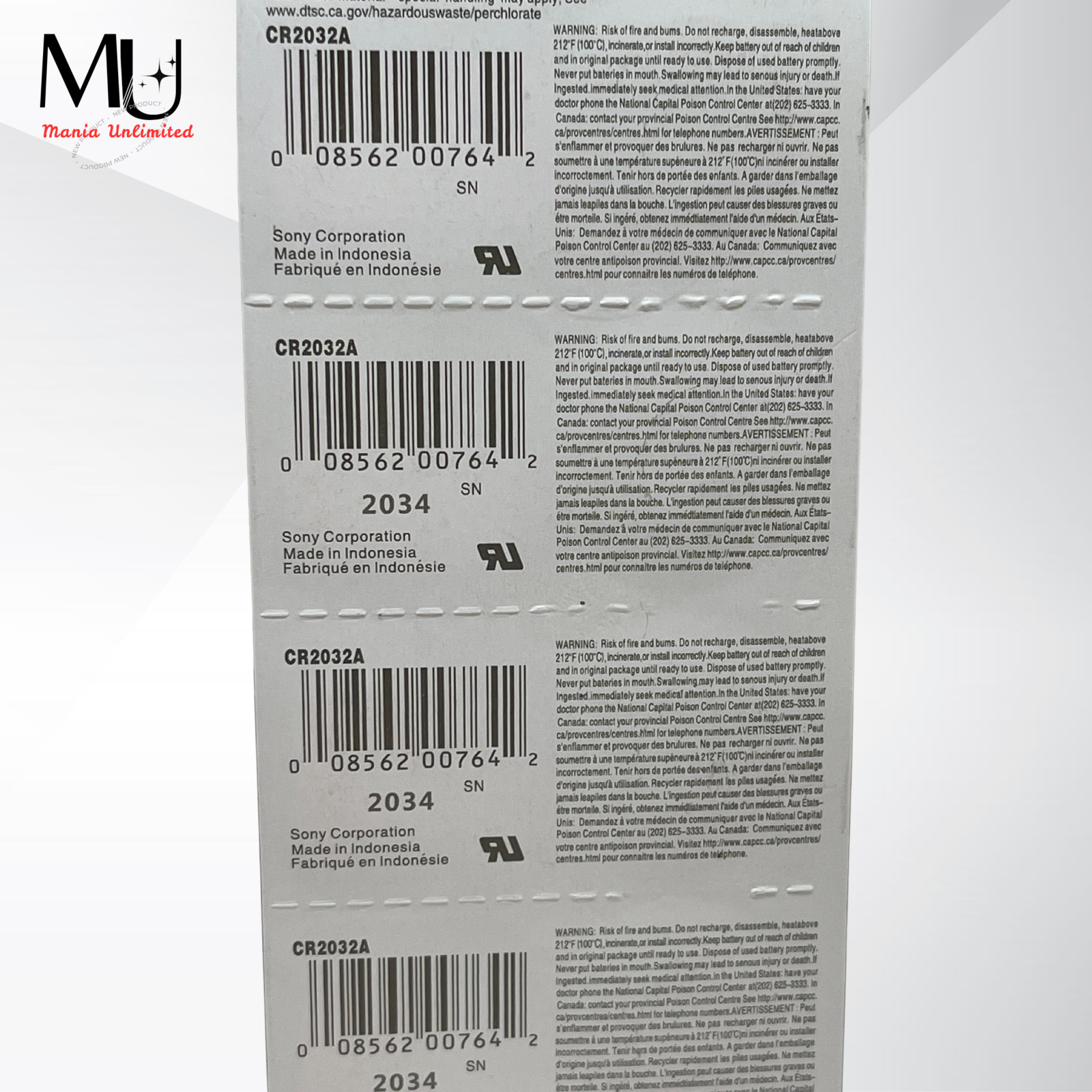 5Packs Sony CR2032 3V Button Lithium Coin Battery Expire 2034 fit ECR2032 DL2032