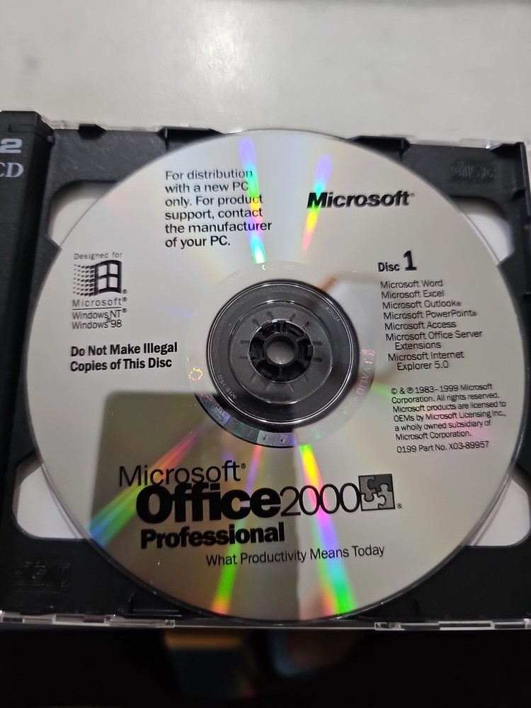 Microsoft Office 2000 Professional 2 Discs PC/Computer With Product Key