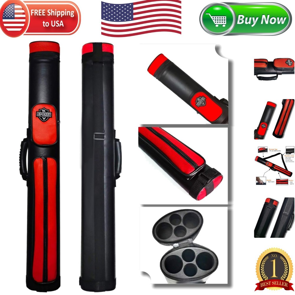 2x2 Hard Billiard Cue Case with Protection Features & Storage Pockets