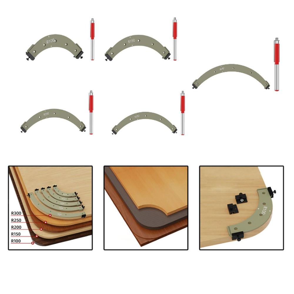 Woodworking Round Corner Radius Templates Curved Angle Chamfering Template