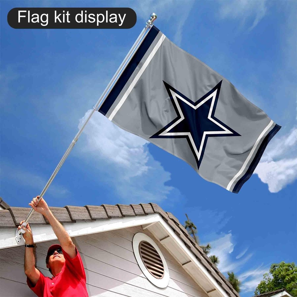 Dallas Silver Flag Pole and Bracket Kit