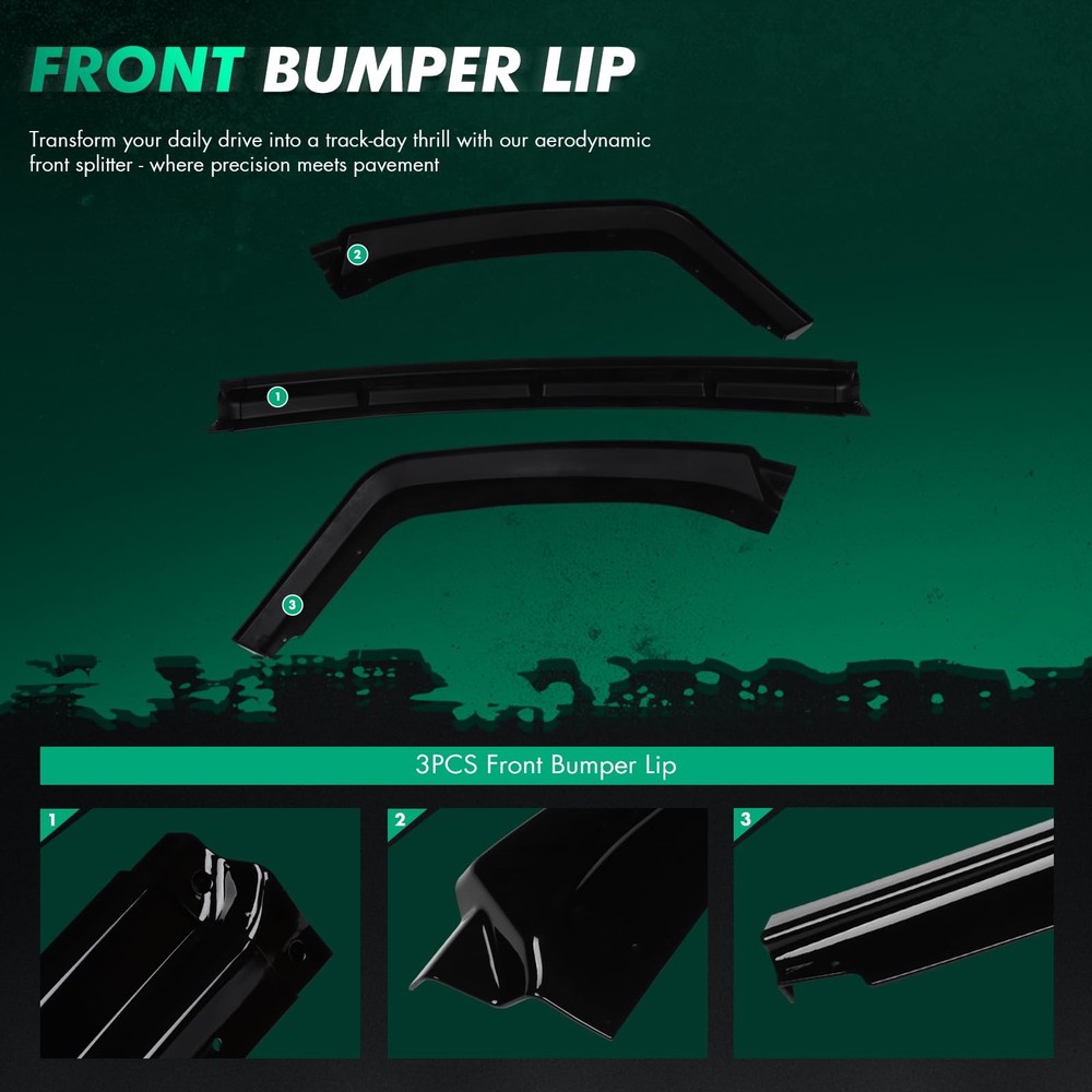 3件装前保险杠唇兼容本田思域掀背车和Si型号