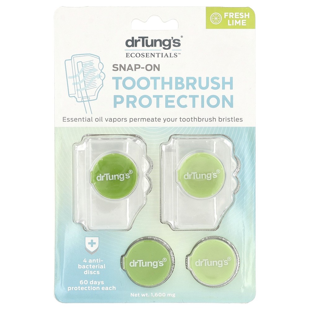Ecosentials™, Snap-On Toothbrush Protection, Fresh Lime, 4 Count