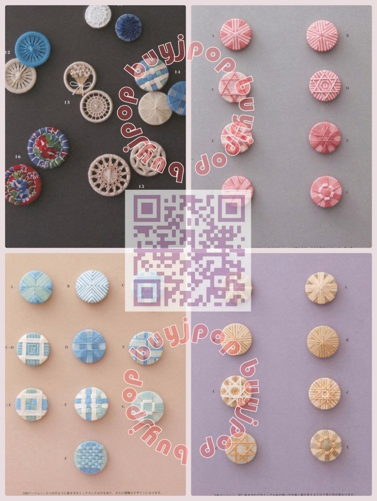 NEW Japanese Craft Book Thread Covered Button Dorset Flat Core Ring Button