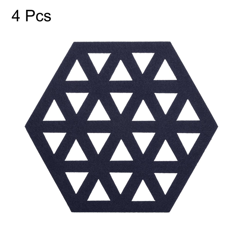 Felt Coasters 4pcs Hexagonal Pads Coasters Dark Blue