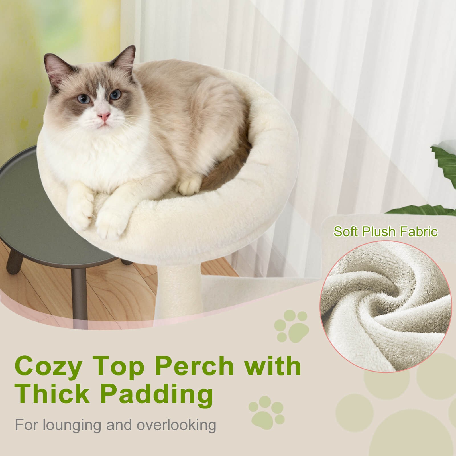 48" Tall Cat Tree w/ Large Condo, Padded Top Perch, Sisal Scratching Post,