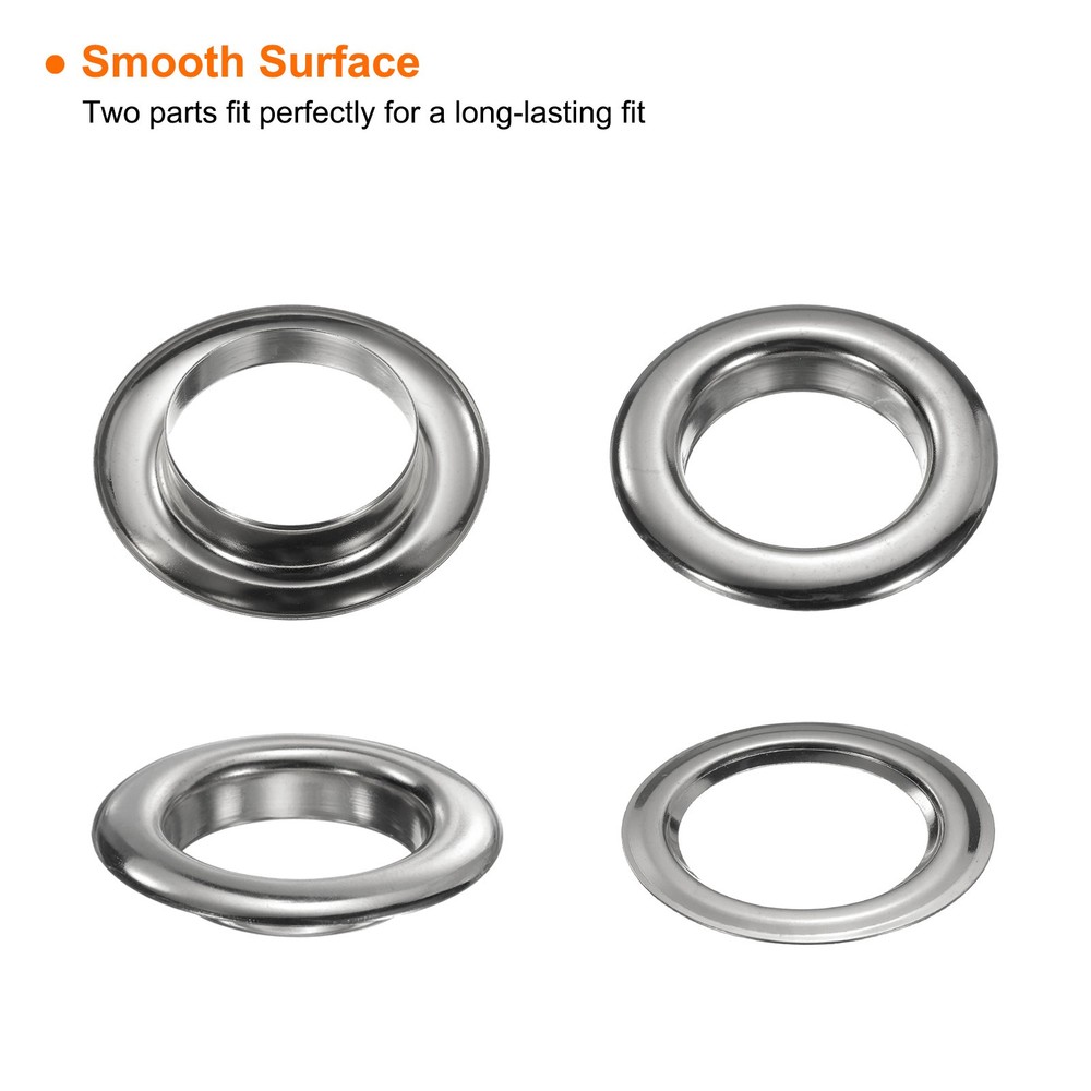 10Set Grommets Eyelets Kit 25mm Brass Eyelets with Washers, Silver