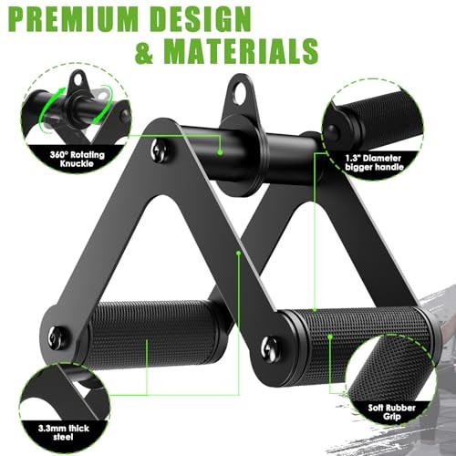 Double D Row Handle LAT Pulldown Attachments, 1.3 Inch Diameter Black Double D