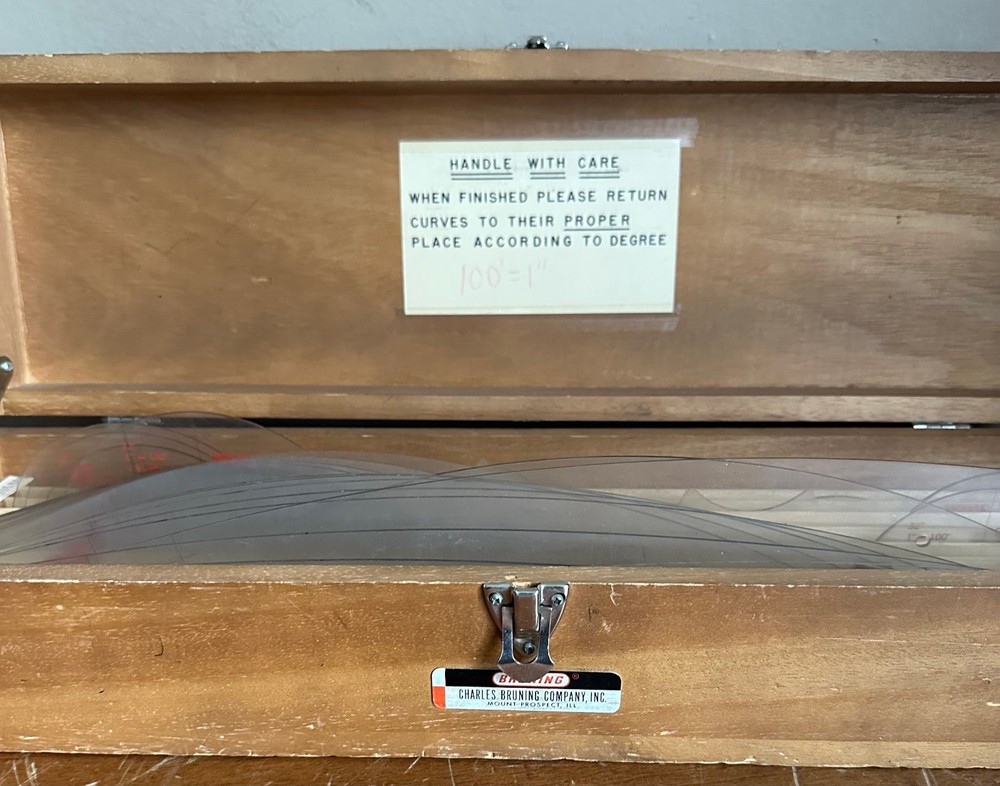 Vintage Charles Bruning 1"-100" Curve Set Engineering Drafting Tools-34 Curves
