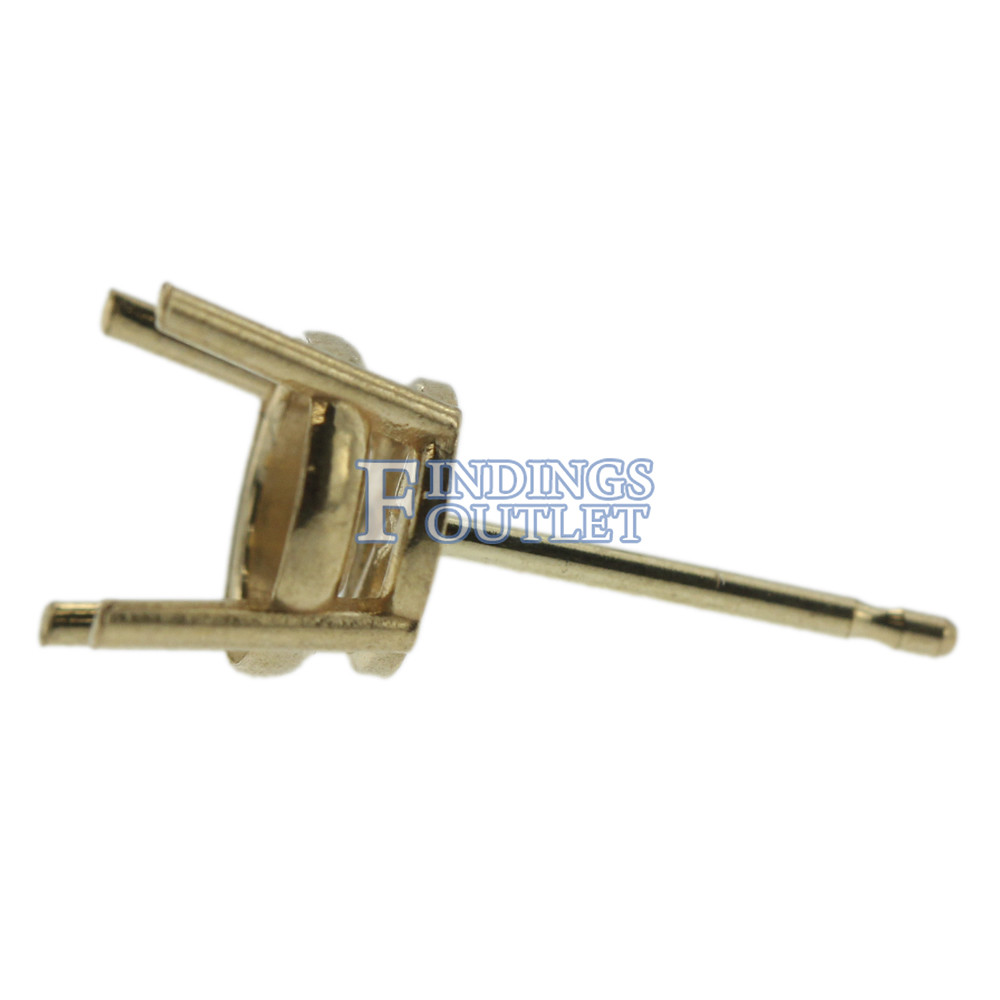 14k Yellow Gold Round Stud Earring Mounting Setting Push Back Post 4 Prong