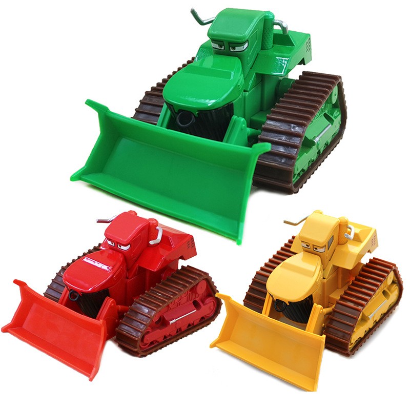3PCS Disney Pixar Cars Yellow/Red/Green Bulldozer Chuy El Materdor Alloy Toy Car