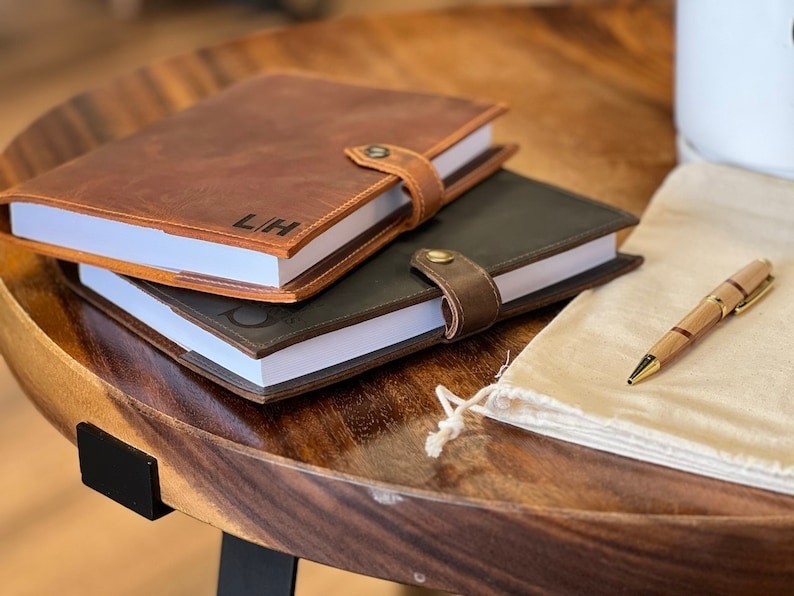 Personalized Leather Journal Notebook, A5 Notebook Cover, Refillable Journal