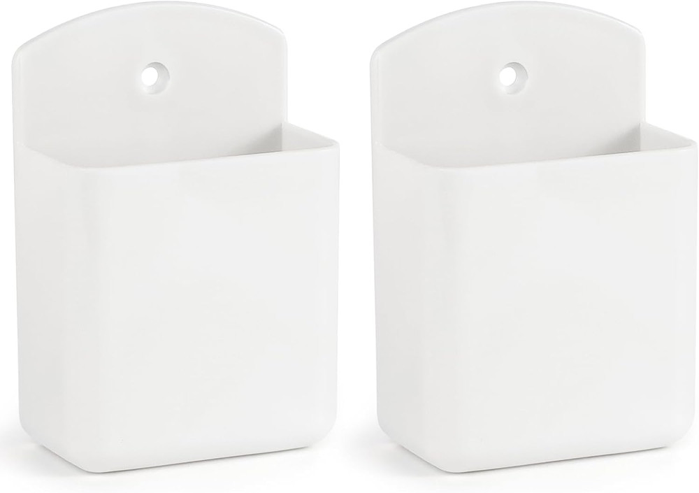 Remote Control Holder Wall Mount - 2 Pack Self-Adhesive Storage Solution (White)