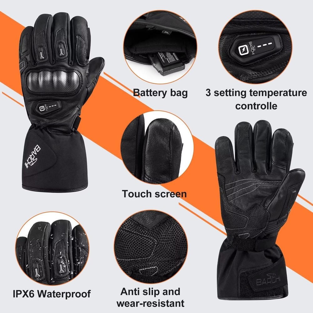 Motorcycle Heated Gloves Touchscreen Waterproof