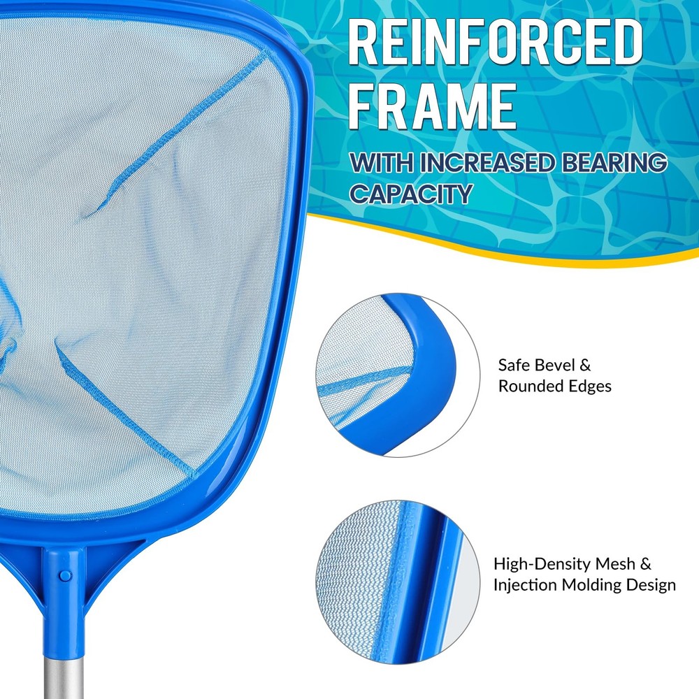 Premium Pool Skimmer Net with Adjustable Poles for Easy Leaf Removal