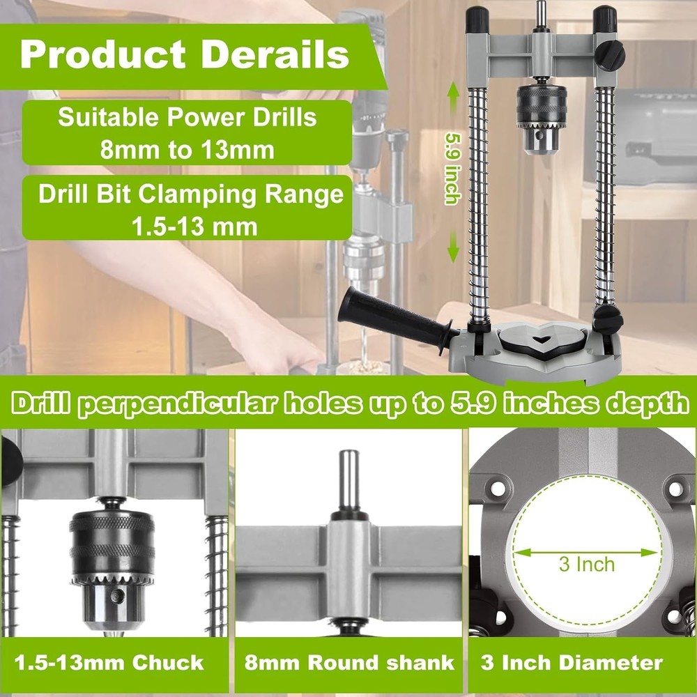 Aluminum Portable Drill Press Stand with Adjustable Multi-Angle Drill Guide
