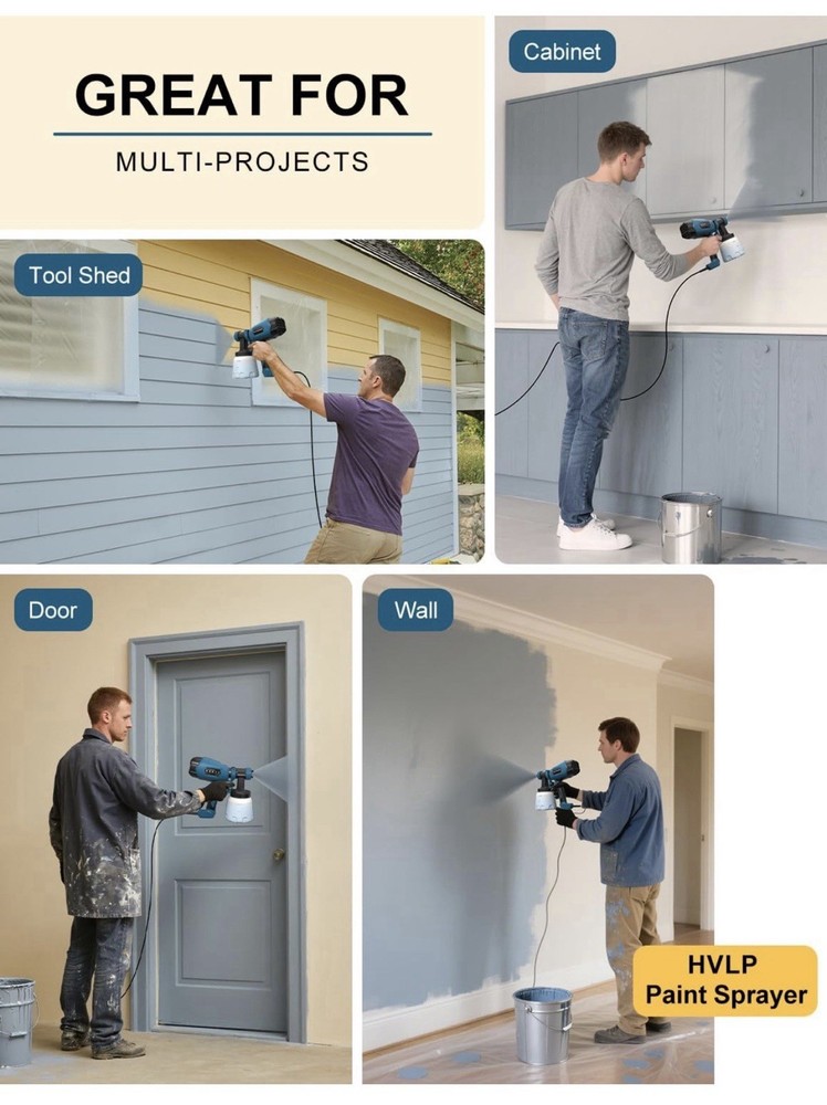Handheld HVLP Paint Sprayer, Adjustable Pattern & Flow, Easy Clean, 30oz, 2.65lb