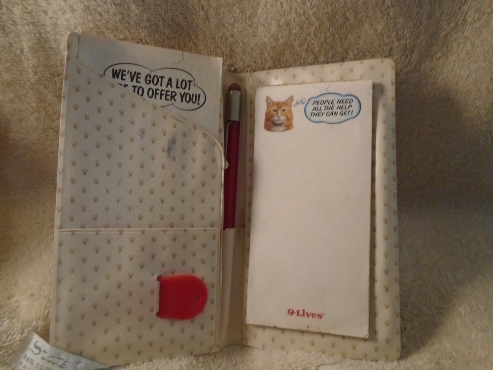 Vintage Morris 9 Lives Notepad Holder