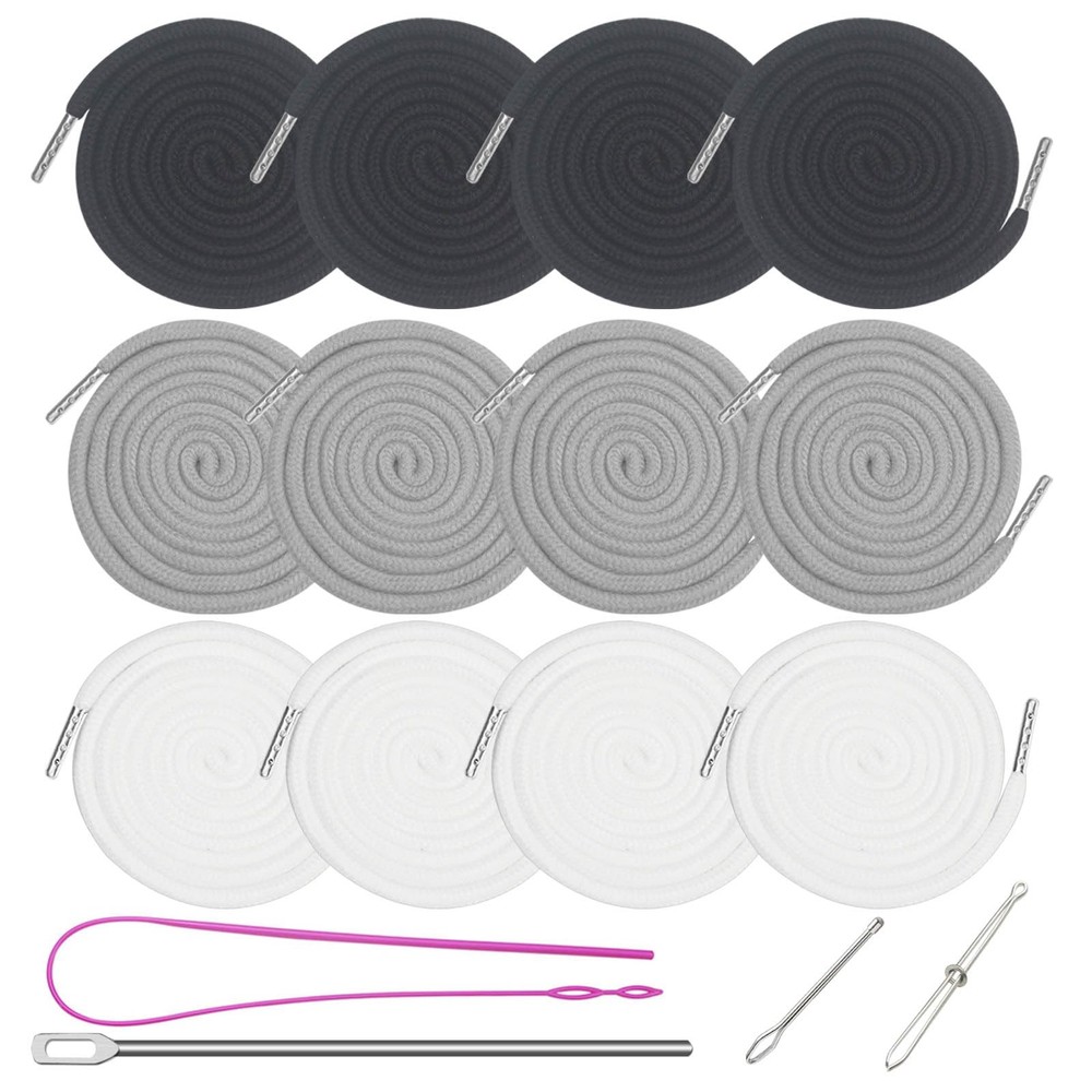 "12PCS 66"" XL Drawstring Cords Replacement with 4 Threaders for Pants"